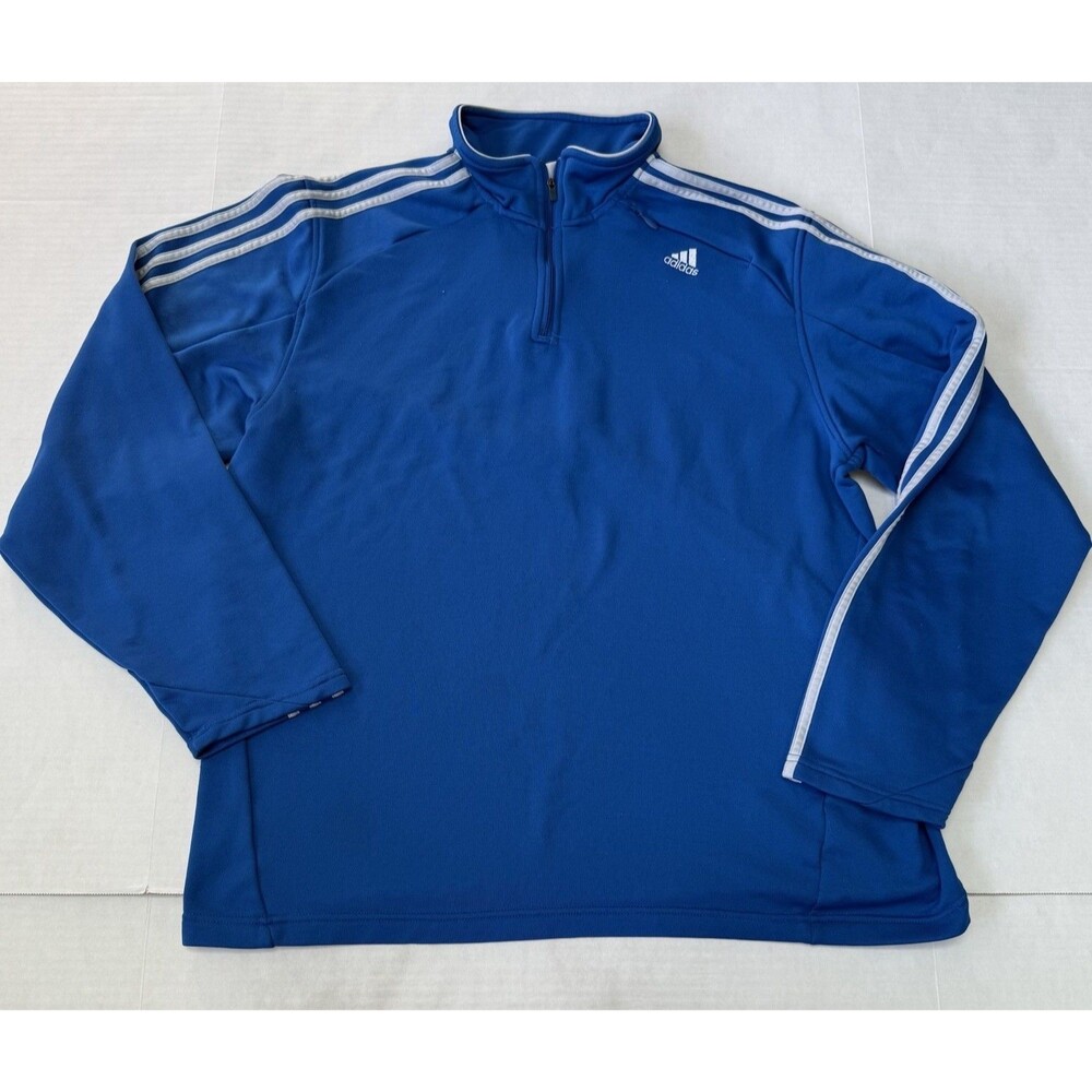 Adidas Men’s Pullover 3- Stripe 1/4 Zip Size XL Blue Long Sleeve Active Wear